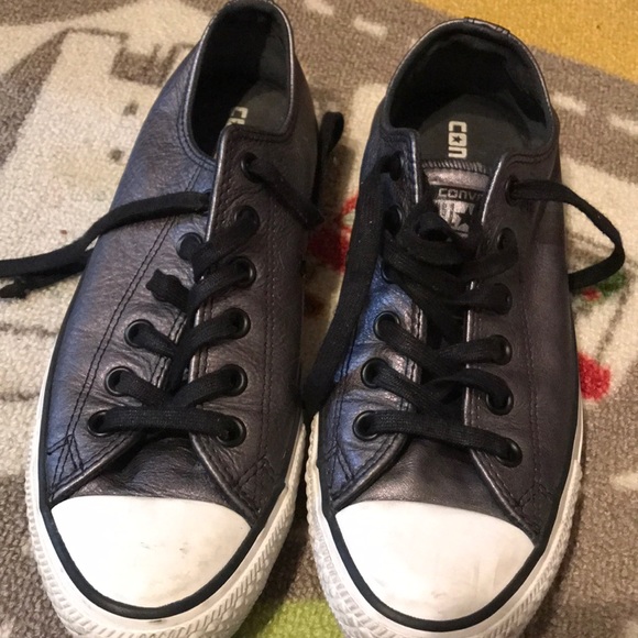 metallic leather converse
